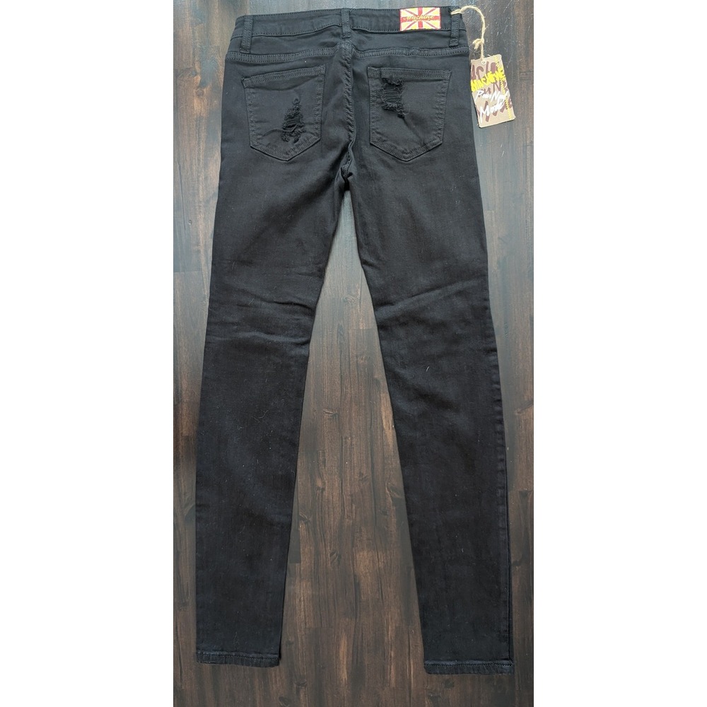 Machine Nouvelle Mode Black Distressed Skinny Jeans Men's Size 29 Ripped Denim
